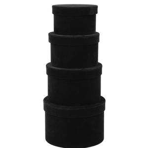 GnFlus Black Gift Boxes with Lids for Presents Set of 4 Round Velvet Nesting Gifts Box for Arrangements Flowers Wedding Birthday Mothers Valentines Day Bridesmaid Christmas Party Anniversary