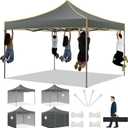 COBIZI 10x10 Heavy Duty Pop up Canopy Tent with 4 Removable Sidewalls, Canopy Tent with Portable Bag, Ez Pop up Tent Commercial Gazebo Waterproof Sunshade for All Weather Party Camp Stall Patio (Gray)