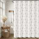 Floral Farmhouse Vintage Cotton Shower Curtain, French Country Embroidered Textured Shower Curtains for Bathroom, 72Wx72H