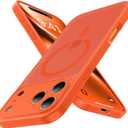 4 x Magnetic Shockproof for iPhone 17 Pro Max Case,[Camera Protection][Compatible with Magsafe][Non-Slip][Mil-Grade Protection] Non-Yellow Translucent Matte Phone Case for iPhone 17 Pro Max,Orange