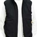 Men's Outerwear Vests Winter Vest Warm Water-Resistant Fleece Lined Mock-Neck Casual Outdoor Sleeveless Jacket (Black, M)