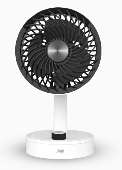 Sealy 5-Inch Cooling Desk Fan with Multi-Angle Adjustment and Low Noise, Battery-Powered, White