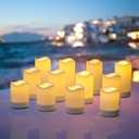 Solar Candle,Outdoor Waterproof Flickering Flameless Pillar Led Electronic Candles with built-in Light Sensor Smart Timer,Dusk to Dawn On/Off Automatic,Rechargeable Battery,3X5 Inch,Set of 2