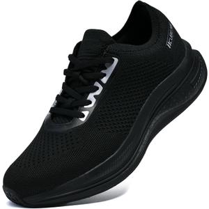 Men's Running Shoes Lightweight Cushioning Walking Tennis Sneakers (6.5, All Black)