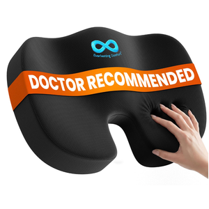 Everlasting Comfort Doctor Recommended Memory Foam Seat Cushion for Office Chairs & Car - Ergonomic Office Desk Accessories - Cushions for Tailbone Pain Relief, Sciatica