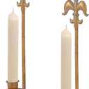 Fleur De Lis Wrought Iron Candle Sconces Set of 2, Rustic Candle Holders Hanging for Living Room Farmhouse Fireplace Wedding (Antique Copper)