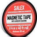 Magnetic Tape with Adhesive Backing 1/4 inch Wide - Thick 60 mil Magnet Tape Roll to Make Sticky Magnet Strips, Strong Squares, Dots, Flexible Sheets, Cutting Own Fridge Magnets, Crafts