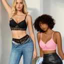 Avidlove Lace Bra Sexy Bralettes Womens Wireless Balconette Bras Half Cups Double-Layered Soft (Pink, M)