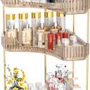 GTI 3-Tier Corner Bathroom Counter Organizer, Large Capacity Makeup Organizer Countertop, Perfume Cosmetics Skincare Vanity Organizers, Exquisite Countertop Storage for Women (Amber) (10" x 10" x 17.5")