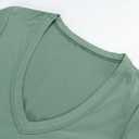 PALINDA V Neck Slim Fitted Shirts for Women Basic Casual Short Sleeve T Shirts Going Out Tops Sexy Y2K Tees (Sage Green)