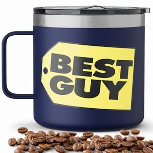 Dad Coffee Mug - BEST GUY Travel Mug 14oz Insulated Stainless Steel - Gift Idea for Fathers Day, Dad's Birthday, Valentines, Christmas Stocking Stuffers, White Elephant, Funny Mugs for Men, Dad Gifts