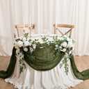 Ling's Moment 14Ft x 35" Wide Olive Moss Green Gauze Semi-Sheer Table Runner Cheesecloth Tablecloth for Wedding Party Bridal Shower Boho Table Decor Moss Green