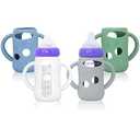 Luxnary 4Pack Silicone Sleeves for Lansinoh Glass Bottles 5 oz Starry Sky Design Baby Bottle Holder with Handles,Protectors for Lansinoh Natural Wave Glass Bottles, AntiScald Feeding Supplies