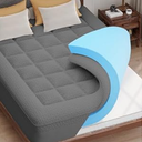 Dual Layer Memory Foam Mattress Topper - AprLeaf 3 Inch Pillow Top Mattress Topper, 2 Inch Cooling Gel Memory Foam and 1 Inch Pillow-Top Cover for Medium Support Relief Back Pain (Queen, Grey)