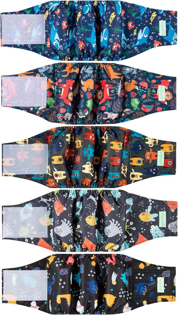 wegreeco Small Dog Diapers Male,Reusable Belly Bands for Male Dogs,Washable Doggie Puppy Male Diapers Wraps,Medium Large Size(5 Pack Small) (Pixiesprite)