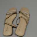 Ankis Black Nude White Strappy Heels Women 1 Inch Low Chunky Block Heel Heeled Sandals Square Open Toe Slip On Slides Mules, Size 11