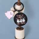 3 x Halloween Ghost Keychain, Halloween Keychain Boo Basket Stuffers for Women, Metal Spooky Halloween Gifts for Women