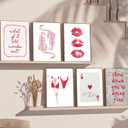 6Pcs Trendy Red Leopard Canvas Wall Art Cheetah Bikini Poker Ace Painting Picture Wall Decor Leopard Aesthetic Preppy Poster Print Artwork for Bedroom Living Room Decoration 12x16in Unframed