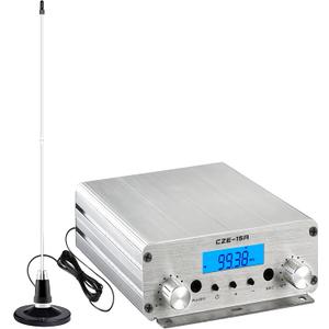 15W Long Range FM Broadcast Transmitter for Drive-in Movie, Church Parking Lot, Lights Fireworks Show,Fireworks Display,School, Supermarket Events with 3.5mm Mic Jack