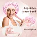 BONNET QUEEN Small Satin Bonnet Silk Bonnet for Sleeping Women Double Layer Reversible Hair Bonnet Adjustable Sleep Cap (Jade+pink)