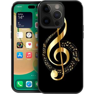 ZHEGAILIAN Compatible with iPhone 15 Pro Case,Pattern Design Hard PC Back Cover Non-Slip Soft TPU Protective Case for iPhone 15 Pro for Women 6.1inch-Music Notation