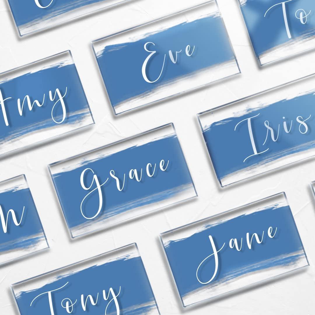 UNIQOOO Clear Acrylic Place Cards for Wedding, 100pcs Blank Rectangle Escort Acrylic Plates - Perfect for Dinner Parties, Table Numbers, Guest Name, Food Signs and Special Event Decoration, 3 1/2 x 2