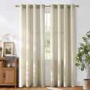 NICETOWN Bone White Linen Sheer Bedroom Curtains, Grommet Thick Flax Semi Sheer Window Treatments Privacy Assured with Light Filtering for Living Room, W55 x L96, 2 Panels