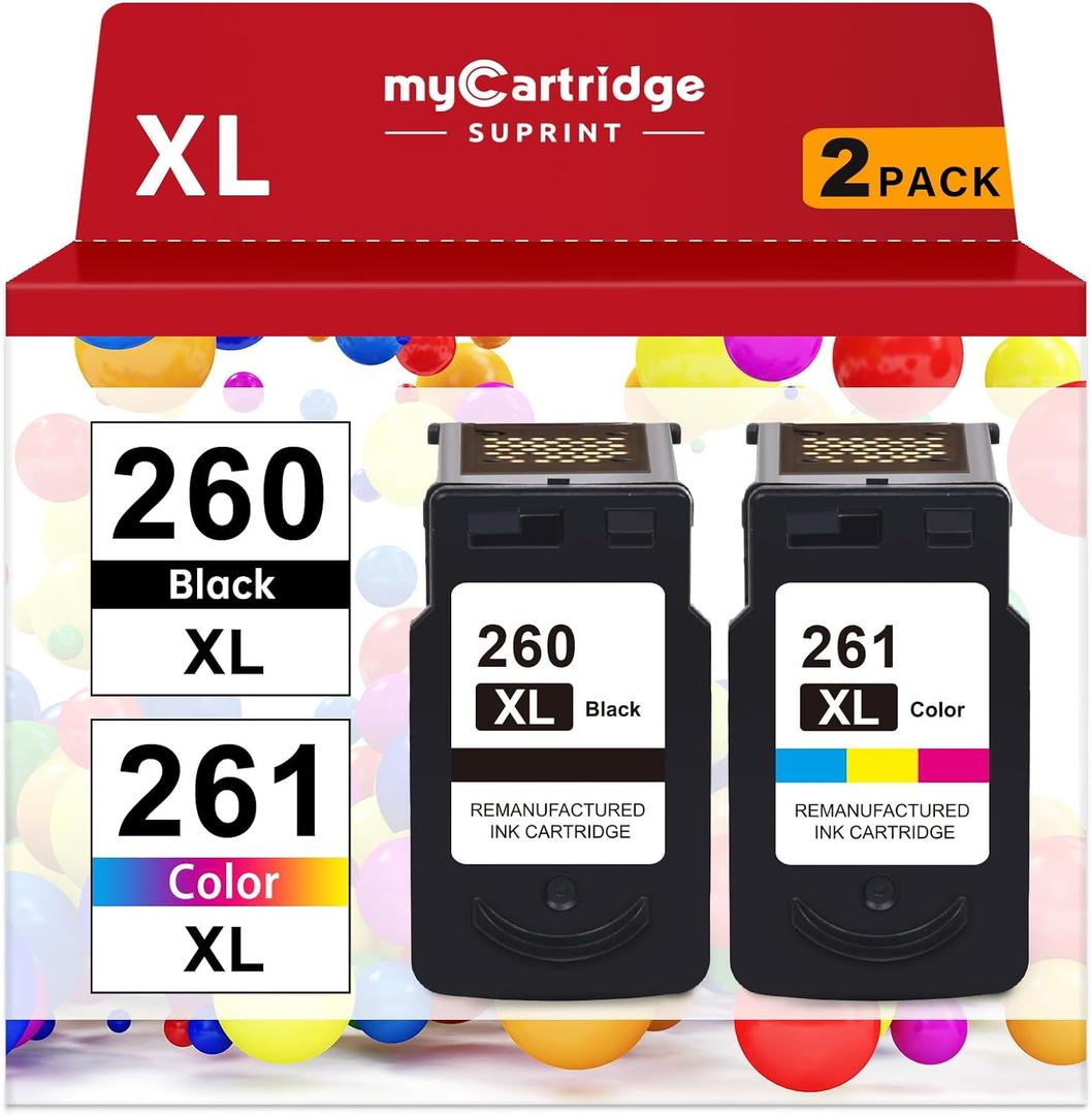 260XL 261XL Ink Cartridges Replacement for Canon 260 and 261 Ink Cartridges Printer Ink 260 and 261 Combo Pack Pixma TS6420a TS6400 TS6420 TR7020a TR7000 TR7020 TS5320 TS5300 PG-260 XL CL-261 XL