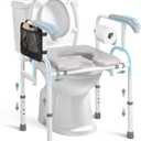 Raised Toilet Seat with Handles - 500 lbs Capacity, Extended Forward Handles for Elderly, Adjustable Toilet Seat Risers for Seniors, Toilet Seat with Handles Handicap & Pregnancy Support