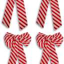 Black Duck Brand Christmas Holiday Candy Cane Stripe Decorative 6 Loop Bows - 10.5" x 21.5" (4 Bows)