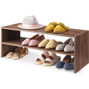 Whitmor Wood Stackable 2-Shelf Shoe Rack, Walnut, 31 inches