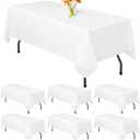 Teruntrue 6 Packs White Polyester Tablecloth 60 x 102 inch Rectangle Table Cloth for 6 Foot Tables Wrinkle Resistant Washable Fabric Table Cover Polyester White Table Cloth for Party,Wedding, Banquet
