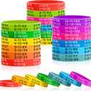 Zhanmai 48 Pieces Learn Math Rubber Bracelets Multiplication Facts Bracelet Stuff Fancy Silicone Bracelets for Events Education Aid Reward for Students, 12 Colors