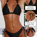 MIKETAI Triangle Bikini Sets for Women 2 Piece Bathing Suit Sexy Halter Top with Side Tie Bikini Bottom (Black, S)