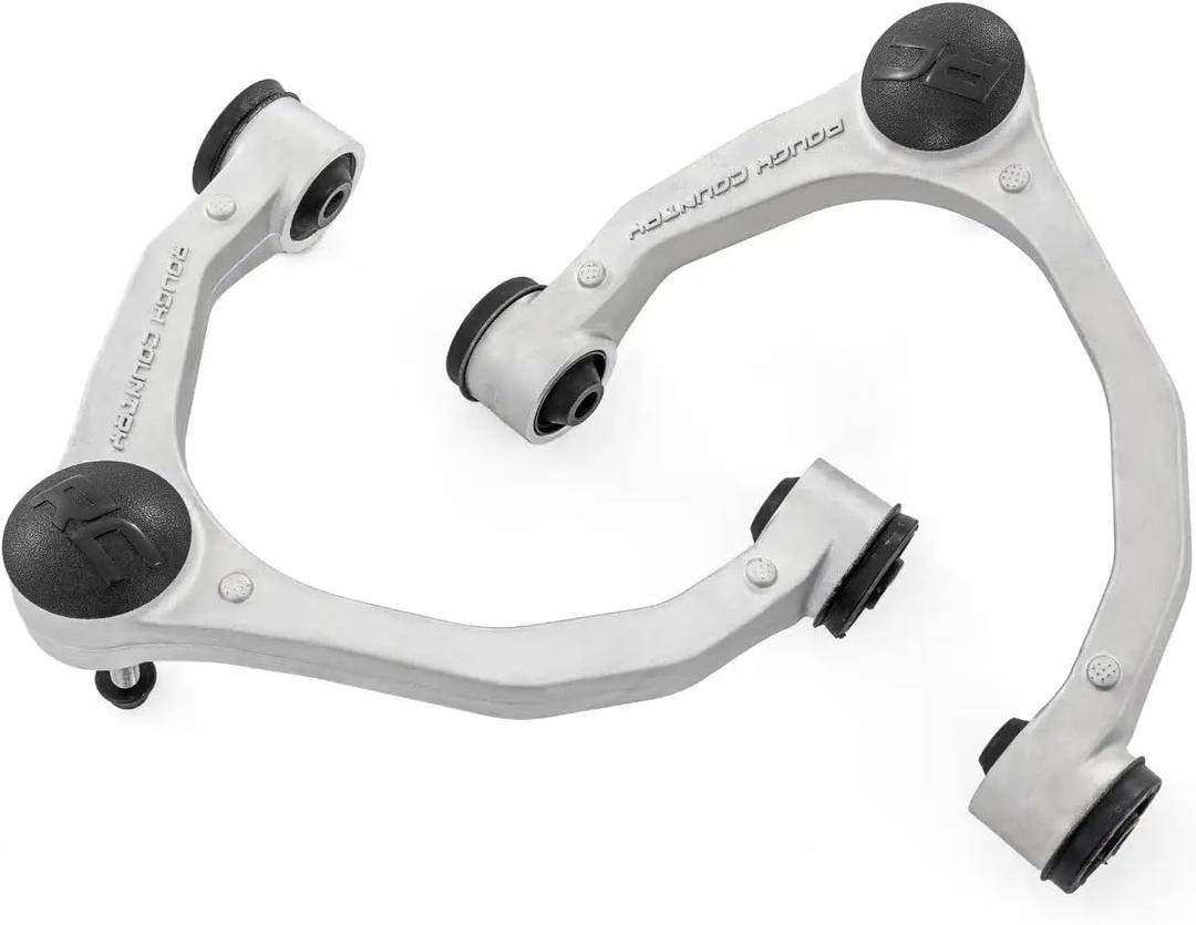 Rough Country Forged Upper Control Arms for Ford F-150 2WD/4WD (20212026) - Bolt-On OE Upgrade, Greaseable POM Ball Joints, Silver Finish