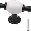 Black White Ceramics Cabinet Kitchen Hardware Round Drawer Dresser Handles Wardrobe Cupboard Pull Knobs Euro Handle Pull Single Hole Pack of 4