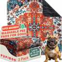 PUPIBOO Washable Pee Pads for Dogs and Cats - Super Absorbent Reusable Puppy Training Pads - 100% Waterproof, Leak-Proof & Non-Slip Whelping Pads for Pet Housebreaking (22 x 22 Inch (Pack of 2), Colorful Medallion)