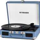 Vinyl Record Player Bluetooth Vintage Portable Suitcase Turntable with Built-in Speakers 3-Speed Belt-Driven Record Player Support RCA Output and Headphone Output