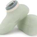 Baby Girls Boys First Walking Shoes Non Slip Soft Sole Sneakers Toddler Infant Sock Shoes Slipper socks (9-12 Months Infant, Light-green-2)