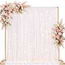 Fumete 8 x 8 ft Gold Backdrop Stand with Beige Drape and LED Kit, 5 x 10ft