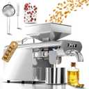 PYY Oil Press Machine - Automatic Electric Oil Maker for Home Commercial, 750W Cold & Hot Press Seeds Nuts Oil Expeller Press Mill, Stainless Steel Household Oil Maker for Peanuts