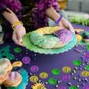 Winlyn 144 Pcs Mardi Gras Party Accessories Set Bulk Mardi Gras Bead Necklaces Masquerade Mardi Gras Coins Temporary Tattoos Rubber Bracelets for Mardi Gras Parade Masquerade Party Dcoration