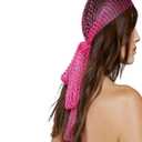 PartyArt Women Mesh Rhinestone Headbands Glitter Fishnet Diamond Headpiece Sparkly Rave Hollow Fashion Hair Long Version Accessories Pink