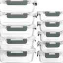 M MCIRCO 12-Piece Glass Food Storage Containers with Upgraded Snap Locking Lids,Glass Meal Prep Containers Set - Airtight Lunch Containers, Microwave, Oven, Freezer and Dishwasher (Gray)
