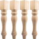 29x3.5x3.5 inch Wooden Chunky Farmhouse Table Legs, Set of 4 Solid Wood Massive Unfinished Turned Replacement Countertop Legs Kitchen Island Cabinet Columns for Bench Coffee Table Dining Table