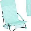 SUNNYFEEL Portable Low Beach Chair - Lightweight High Back Backpack Beach Chair with Cup Holder, Folding Sand Chair for Beach Camping Fishing Concert, 27.17 inches x 29.53 inches x 4.72 inches