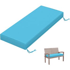 Outdoor Bench Cushion 45×18×3.5 in Thick Waterproof Patio Furniture Cushions, Patio Porch Swing Replacement Seat Pad with Tie Straps and Anti-Slip, for Backyard Garden, Lake Blue