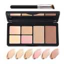 6 Colors Correcting Concealer Palette, Waterproof Long Lasting Full Coverage Contouring Foundation Concealer Palette, Makeup Cream Contour Highlighting Concealer Palette Makeup Kit with Brush#02