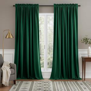 NICETOWN Emerald Green Velvet Curtains 96 inches Long (2 Panels, 52-inch Wide), Home Decoration Thermal Insulated Drapes for Forest Theme Kids Bedroom