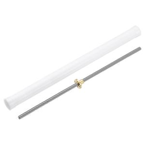 uxcell 1Pcs 380mm Tr8x8 Lead Screw with Brass Nut (Acme Thread, 2mm Pitch, 4 Starts, 8mm Lead), 304 Stainless Steel Screw Bar Printer Upgrade Parts with Plastic Packaging Tube, Silver